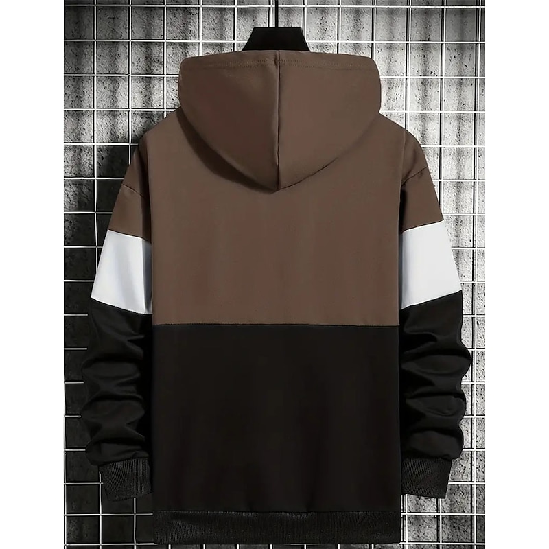 Men's Hoodie Khaki Dark Gray Coffee Light Blue Hooded Color Block Patchwork Sports & Outdoor Daily Holiday Streetwear Cool Casual Spring &  Fall Clothing Apparel Hoodies Sweatshirts  Long Sleeve4