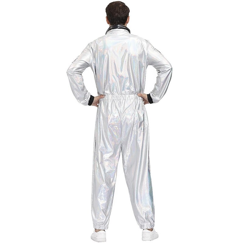 Couples Astronaut Halloween Group Couples Costumes Men's Women's Movie Cosplay Silver Leotard / Onesie Halloween Carnival Masquerade3