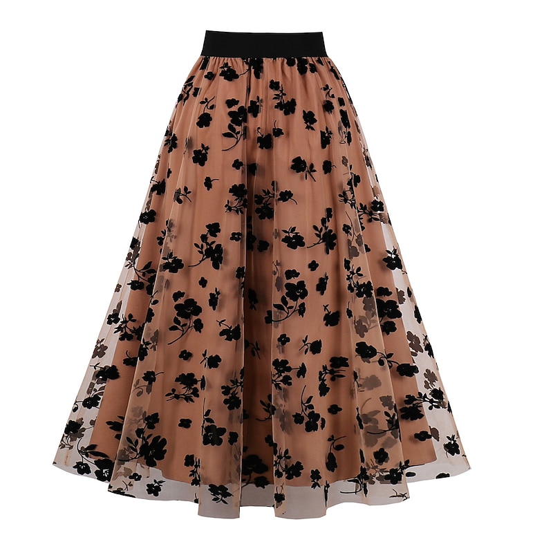 Retro Vintage 1950s Grease Outfits Swing Dress Halloween Skirt Embroidery Fancy Dress Women's Masquerade Daily Wear Date Bachelorette Party Adults' Skirt Homecoming Dresses