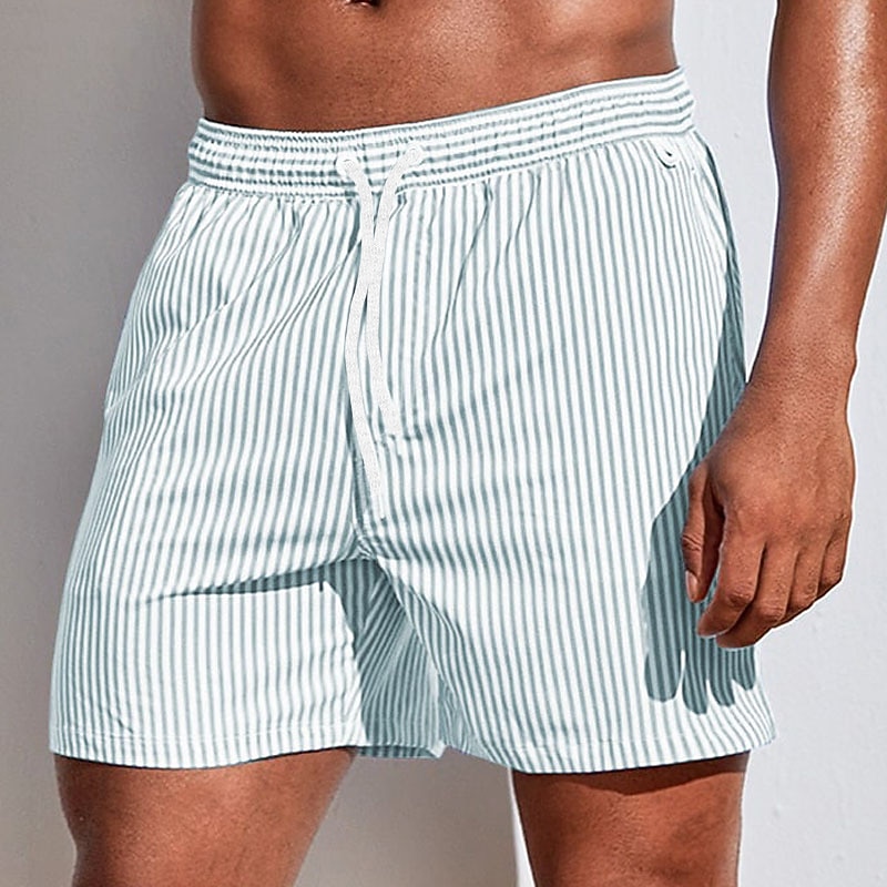 Men's Board Shorts Swim Shorts Swim Trunks Summer Shorts Beach Shorts Drawstring with Mesh lining Elastic Waist Graphic Stripe Breathable Soft Short Casual Daily Holiday Streetwear Hawaiian Light3