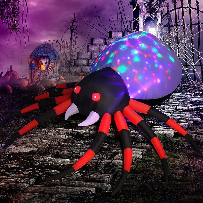 8.5 FT Width Halloween Inflatables Outdoor Spider with Magic Light, Blow Up Yard Decoration Clearance with LED Lights Built-in for Holiday/Party/Yard/Garden2
