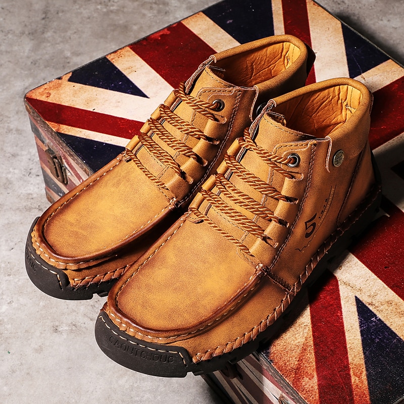 Men's Vintage Leather Ankle Boots – Lace-Up Casual Outdoor Shoes with Durable Non-Slip Sole3