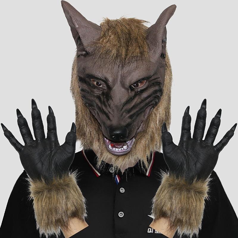 Werewolf Halloween Gloves Mask Halloween Props Funny Scary Costume Adults' Men's Women's Halloween Carnival Mardi Gras Easy Halloween Costumes Dress Up