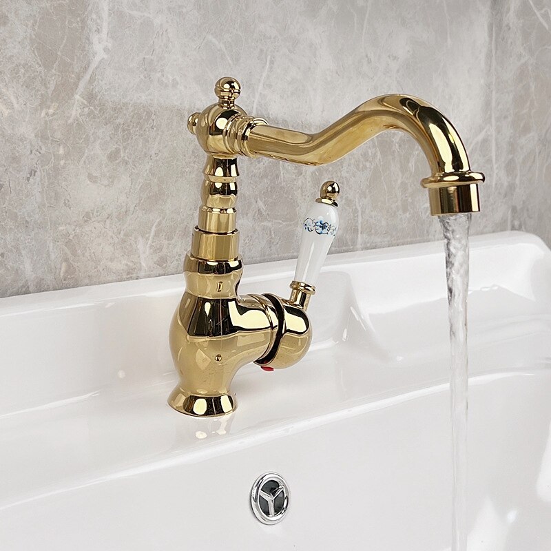 Bathroom Faucet Sink Mixer Basin Taps with Cold and Hot Hose, Deck Mounted Vessel Tap4