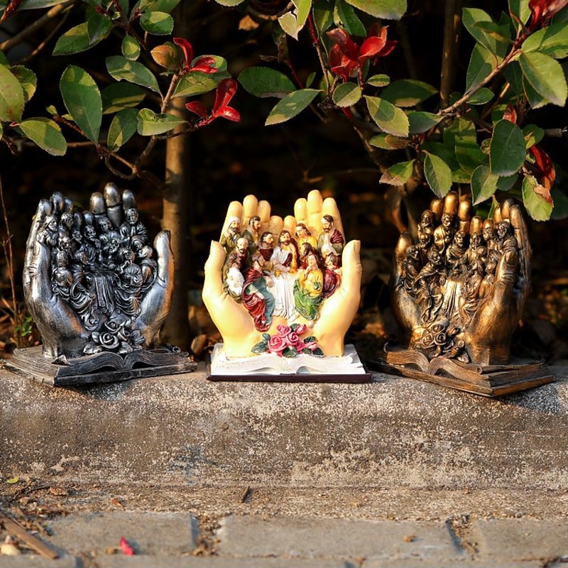 The Last Supper Jesus and 12 Disciples Figures Palms Christian Religious Resin Statues, Home Decoration Garden Miniature Landscape Ornaments Indoor Figurines3