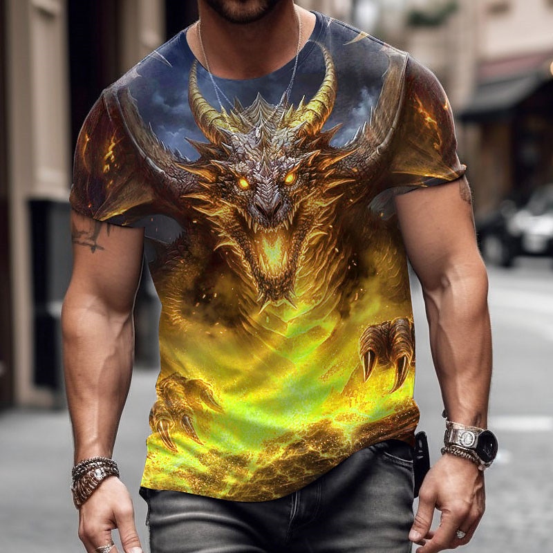 Men's Animal Dragon T Shirt Graphic Tee Short Sleeve T shirt 3D Print Crew Neck Shirt Designer Casual Outdoor Vacation Daily Yellow Blue Purple Spring & Summer Clothing Apparel S M L XL 2XL 3XL2
