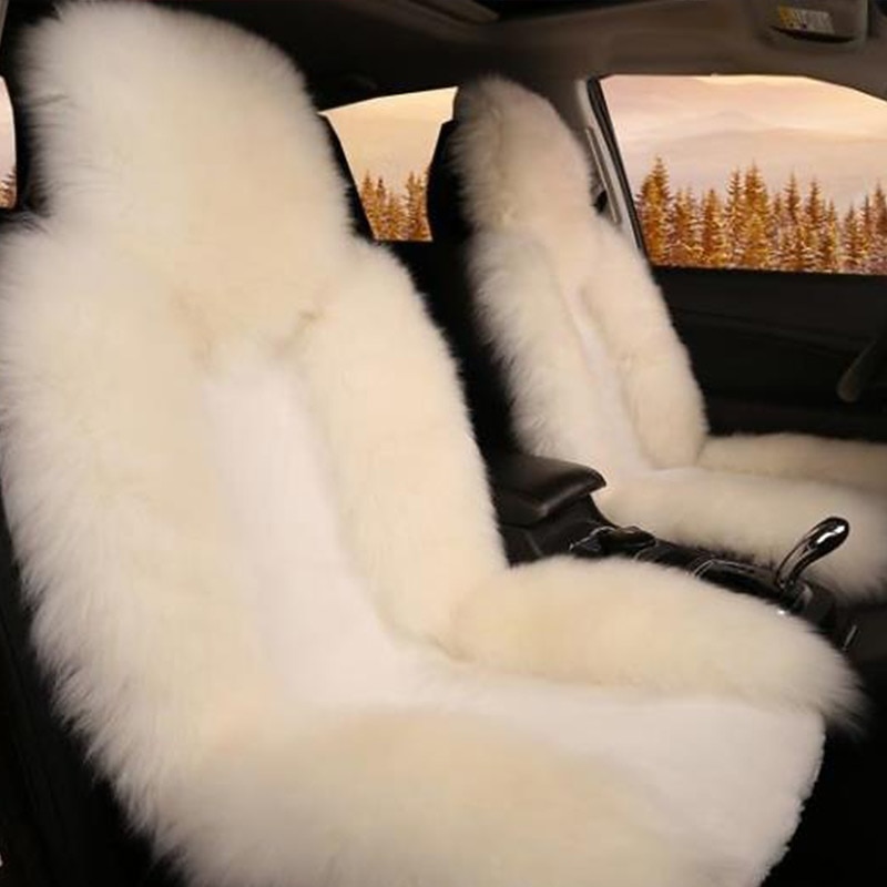 1pc Sheepskin Fur Car Seat Cover Universal, Wool Car Cushion Case, Front Seat Cover, Christmas Gift