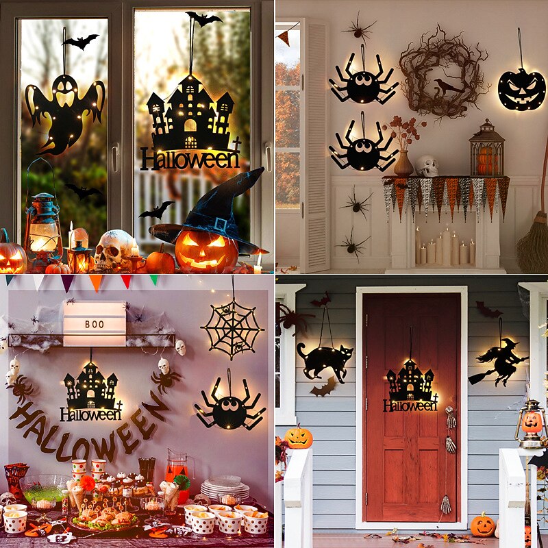 Halloween LED Decor Lights Glow Spider Listing Ghost Festival Ghost Lights Halloween Party Atmosphere Layout Bats 3D Night Light Window Door Wall Hanging Light4