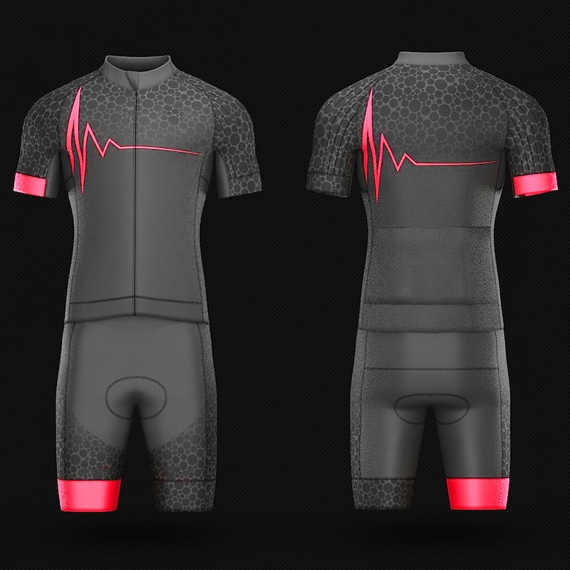 Men's Cycling Jersey with Bib Shorts Short Sleeve Mountain Bike MTB Road Bike Cycling Yellow Red Blue Graphic Bike Clothing Suit 3D Pad Breathable Quick Dry Back Pocket Polyester Spandex Sports4