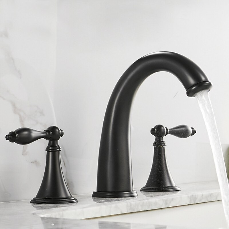 Widespread Bathroom Faucet Sink Mixer Basin Taps, Twin Handle Vessel Tap with Cold and Hot Hose3