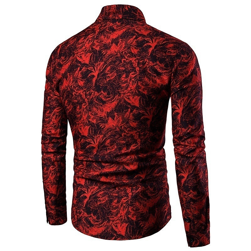 Men's Shirt Summer Shirt Button Up Shirt Casual Shirt Red & White Long Sleeve Abstract Lapel Daily Vacation Clothing Apparel Fashion Casual Comfortable3