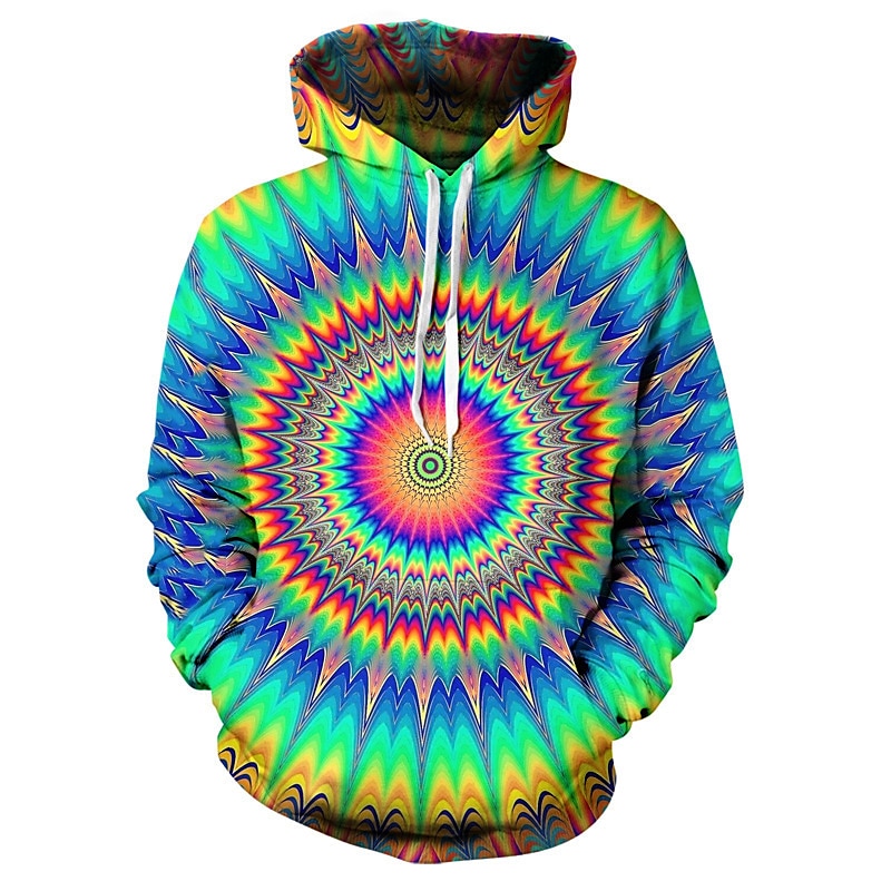 Tie-dye Print Hoodie 1980s Disco Hoodie Christmas Hoodie Cartoon Manga Anime Front Pocket Graphic Hoodie For Men's Women's Unisex Adults'