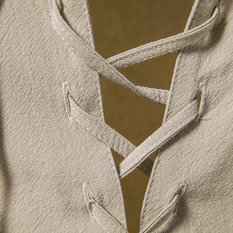 Medieval Renaissance 17th Century Medium Length Blouse / Shirt Pants Cosplay Costume Pirate Knight Ritter Viking Drawstring Solid Colored Fancy Dress Men's Pirate Halloween Masquerade Casual Daily2