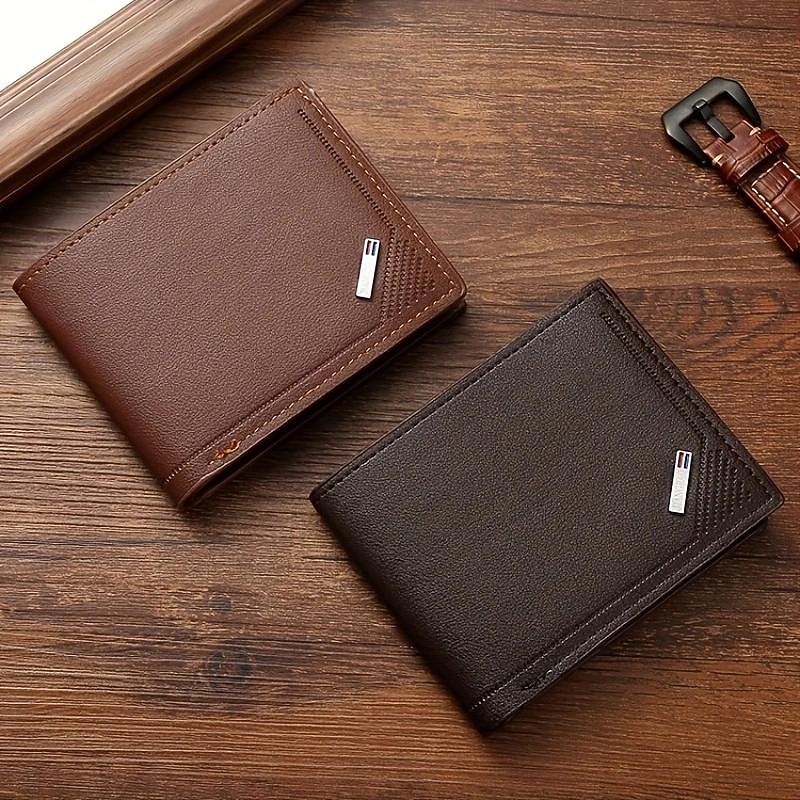 Stylish and Durable Men's PU Leather Bifold Wallet with Card Slots - Perfect Gift for Him