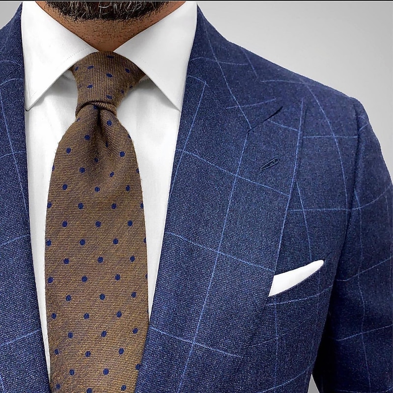 Men's Blazer Jacket Sport Coat Closure collar Outdoor Casual Checkered Windowpane Plaid Red Blue Tailored Fit Single Breasted Two-buttons4