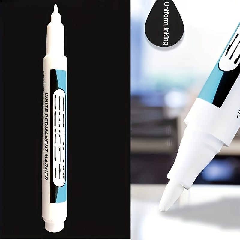 1/2Pcs White Permanent Paint Pen Set For Wood Rock Plastic Leather Glass Stone Metal Canvas Ceramic Deep Hole Marker 0.7mm3