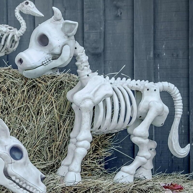 Cow Skeleton Halloween Decoration, 2025 New Halloween Cow Skeleton, Cow Skull Halloween Haunted Skeleton, Halloween Decorative Prop2
