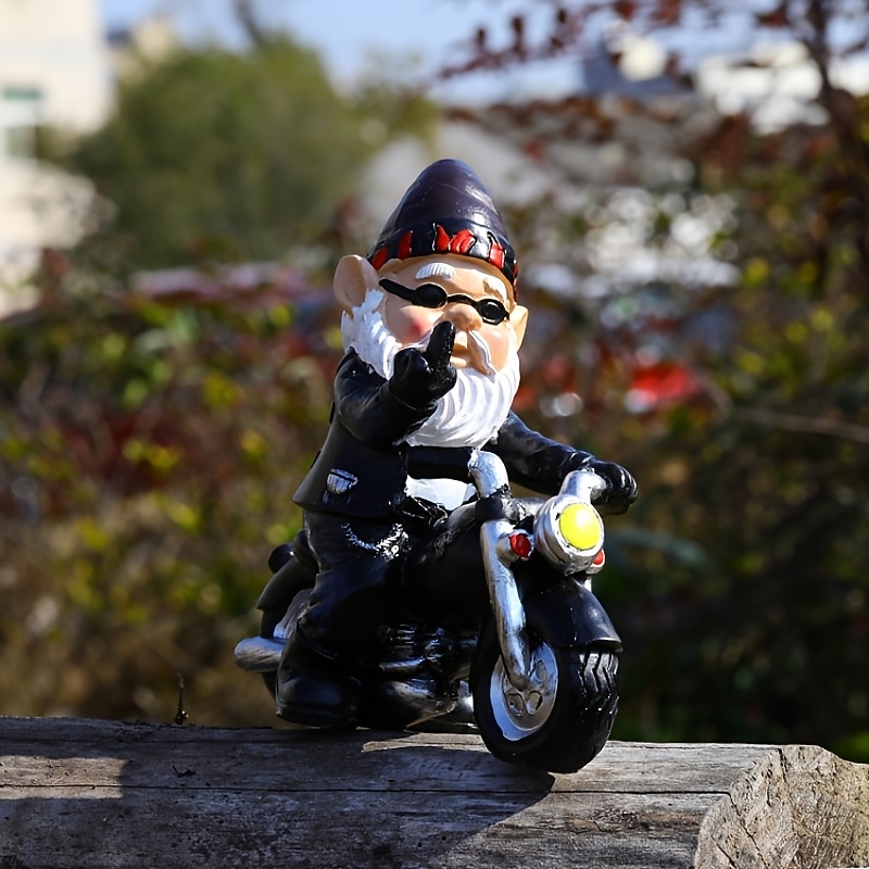 Funny Naughty Garden Gnome Riding Motorcycle Outdoor Gnome Decoration Indoor Outdoor Lawn Statue Patio Porch Decoration Delivery Gift4
