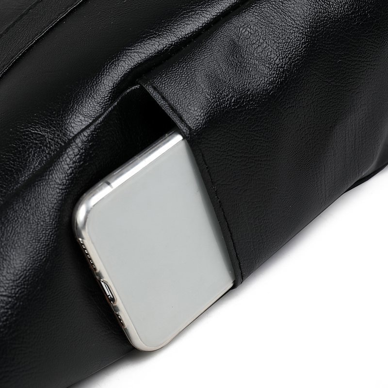 Women's Large Black Faux Leather Tote Bag – Stylish Shoulder Handbag for Work, Travel, and Daily Use3