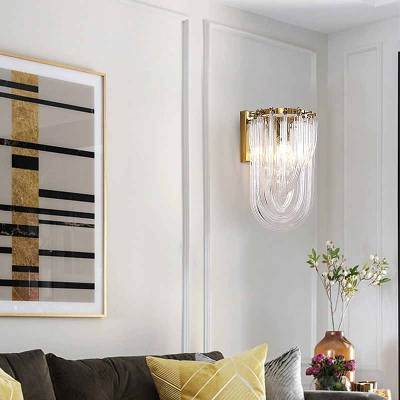 Crystal Wall Light Indoor K9 Luxury Wall Light 40cm Copper Art Creative Wall Sconce for Living Room Hotel Hallway,Golden 110-240V3