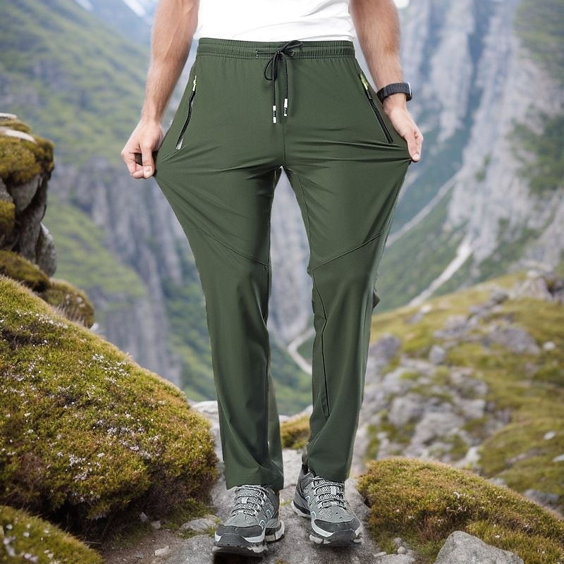 Men's Hiking Pants Trousers Waterproof Hiking Pants Summer Outdoor Regular Fit Quick Dry Stretchy Comfortable Breathable Bottoms Drawstring Elastic Waist Black Army Green Hunting Fishing Climbing M L