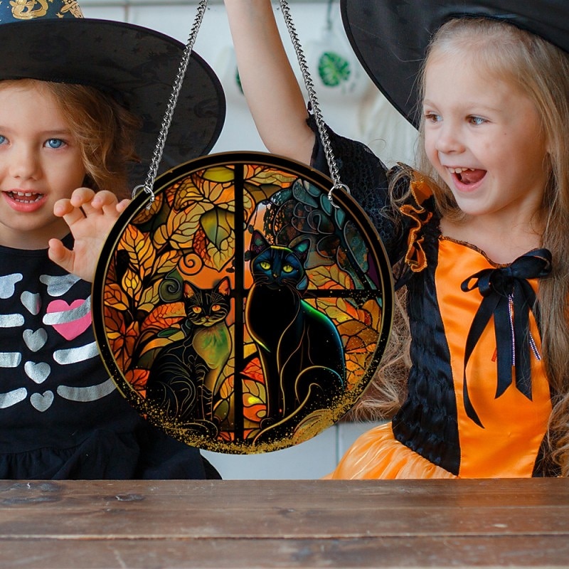 Halloween Pumpkin Crow Castle Acrylic Hanger Window Home Decoration Hanger