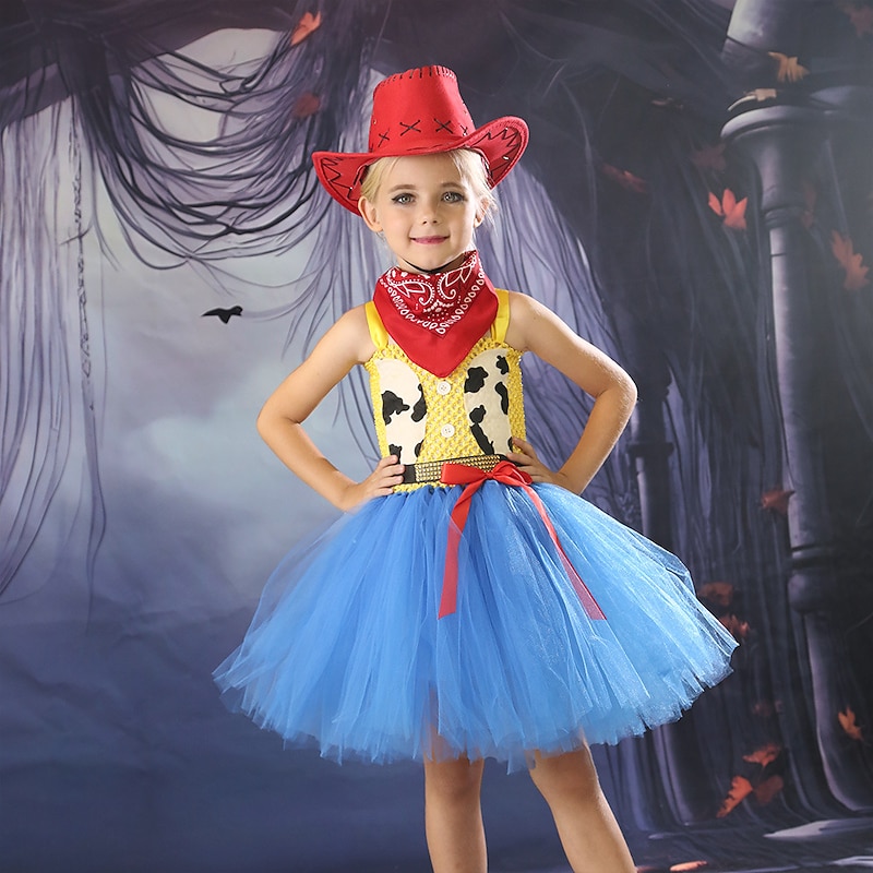 Cowgirl Woody Halloween Dress Cosplay Costume Tutu Cosplay Kid's Girls' Carnival Masquerade Mardi Gras Party / Evening Easy Halloween Costumes Dress Up3