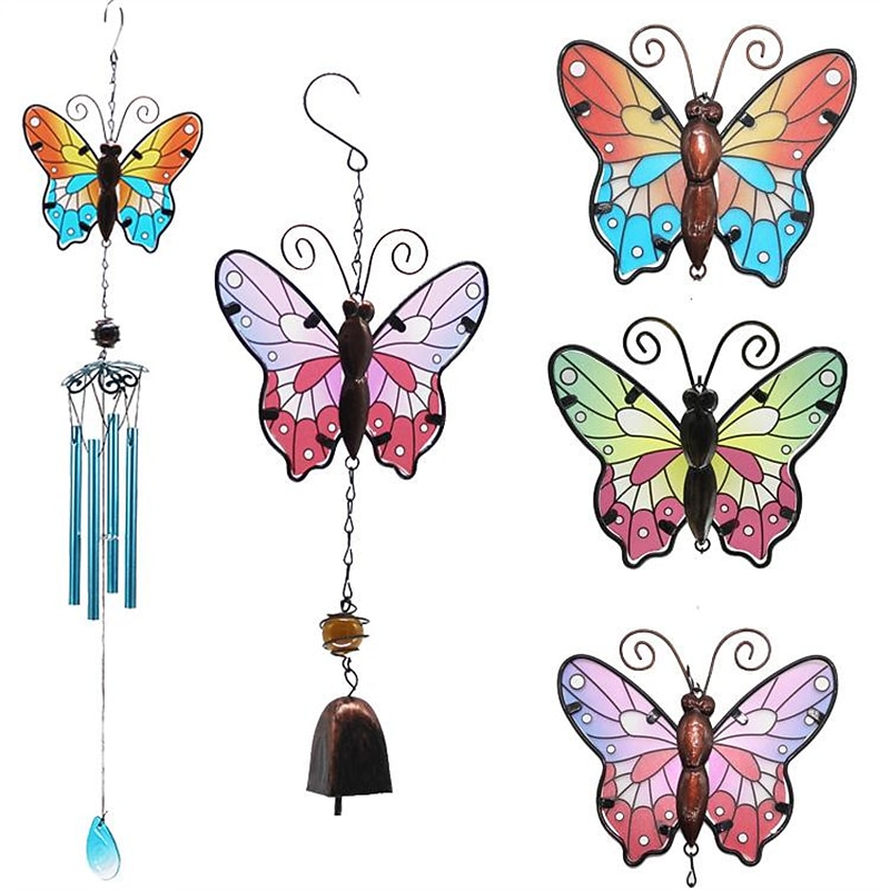 1pc Butterfly Wind Chimes Indoor Outdoor Metal Glass Music Wind Chimes, Mobile Romantic Chimes For Garden, Patio, Yard, Backyard Or Festival Decor/Best Mothers And Women Gifts
