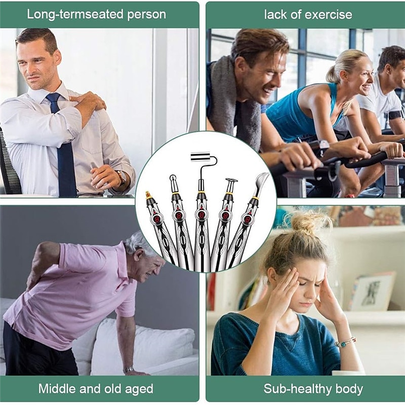 Acupuncture Pen 5 in 1 Electronic Acupuncture Pen Meridian Energy Pulse Massage PenMulti-Function Massage Pen Tools for Massage Energy Therapy Pain Relief1 x AA Battery (Not Included)4