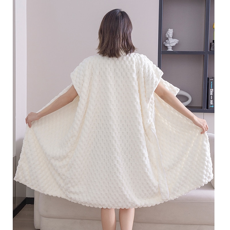 Wearable Bath Towel Wrap Cozy Coral Fleece Highly Water Absorbent Beach Spa Gym Bathrobes Slip Dress Bathing Shower Cover Up Tube Dress Nightwear Sleepdress Sleeping Robe3