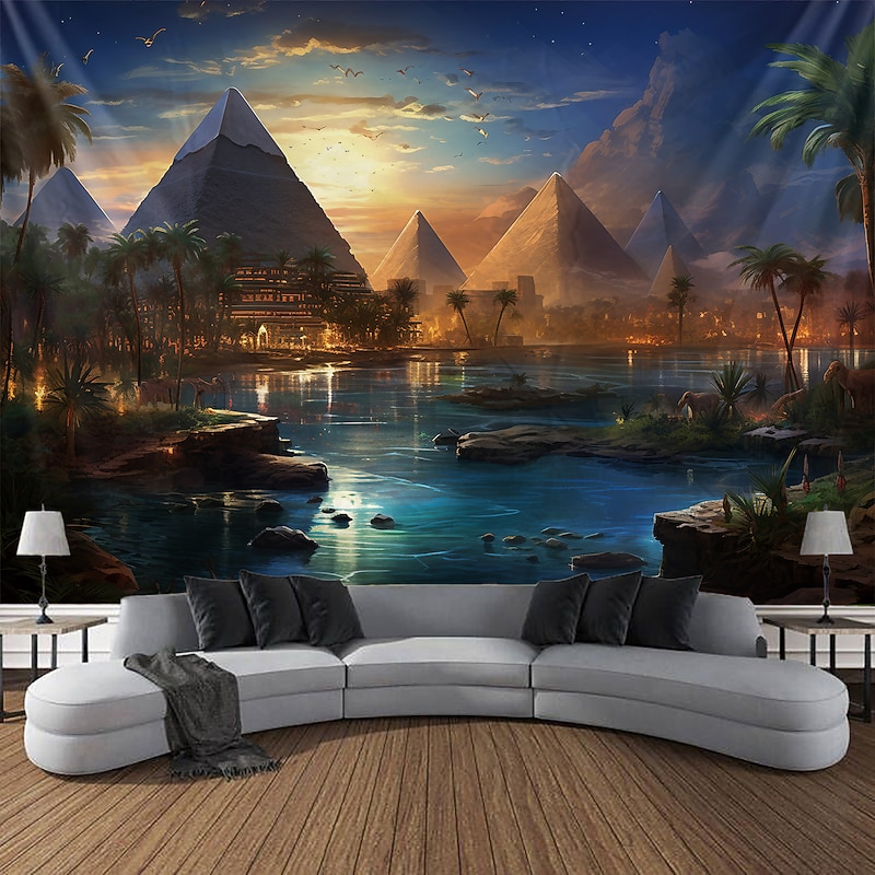 Egyptian Pyramid Hanging Tapestry Wall Art Large Tapestry Mural Decor Photograph Backdrop Blanket Curtain Home Bedroom Living Room Decoration2