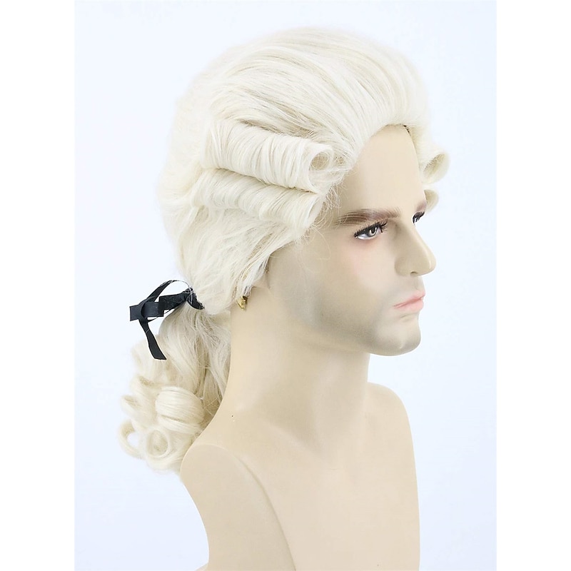 Mens Wig for Colonial Historical Judge Costumes Wig Beige Carnival Cosplay Wigs Halloween Wigs3