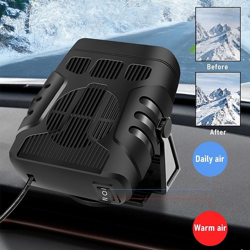 2 IN 1 Car Heater 12V/24V Electric Cooling Heating Fan Portable Electric Dryer Windshield Demister Defroster Fan Car Ornaments2