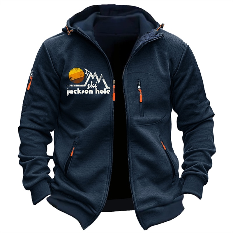 Men's Graphic Prints Mountain Hoodies Long Sleeve Sweatshirts  Hooded Fashion Daily Vacation Going out Spring &  Fall Dark Blue Dark Gray Clothing Apparel Designer S M L XL 2XL 3XL
