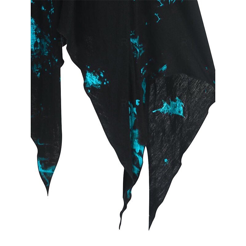 Women's Halloween Dress Retro 1950s Vintage Dress Midi Dress Halloween Daily Drawstring Print Tie Dye Crew Neck 3/4 Length Sleeve Regular Fit Spring Fall 2023 Red Blue S M L XL2