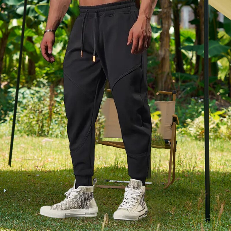 Men's Active Pants Sweatpants Joggers Trousers Drawstring Elastic Waist Color Block Comfort Soft Casual Daily Holiday Sports Fashion Black Light Grey4