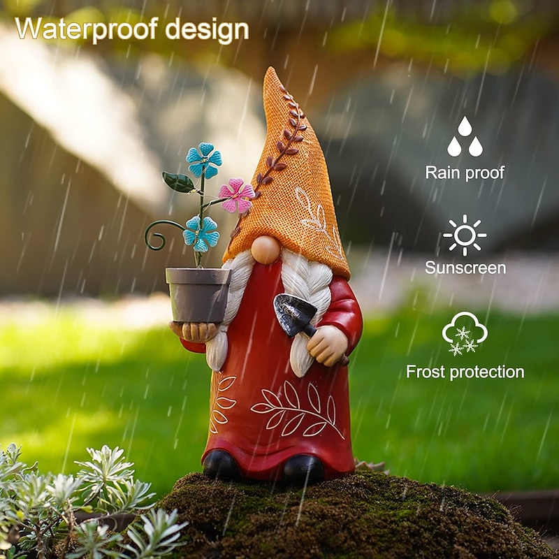 Solar Garden Light Gnomes Statue Resin Courtyard Light Outdoor Waterproof Decor Walkway Yard Resin Crafts Patio Balcony Decoration4