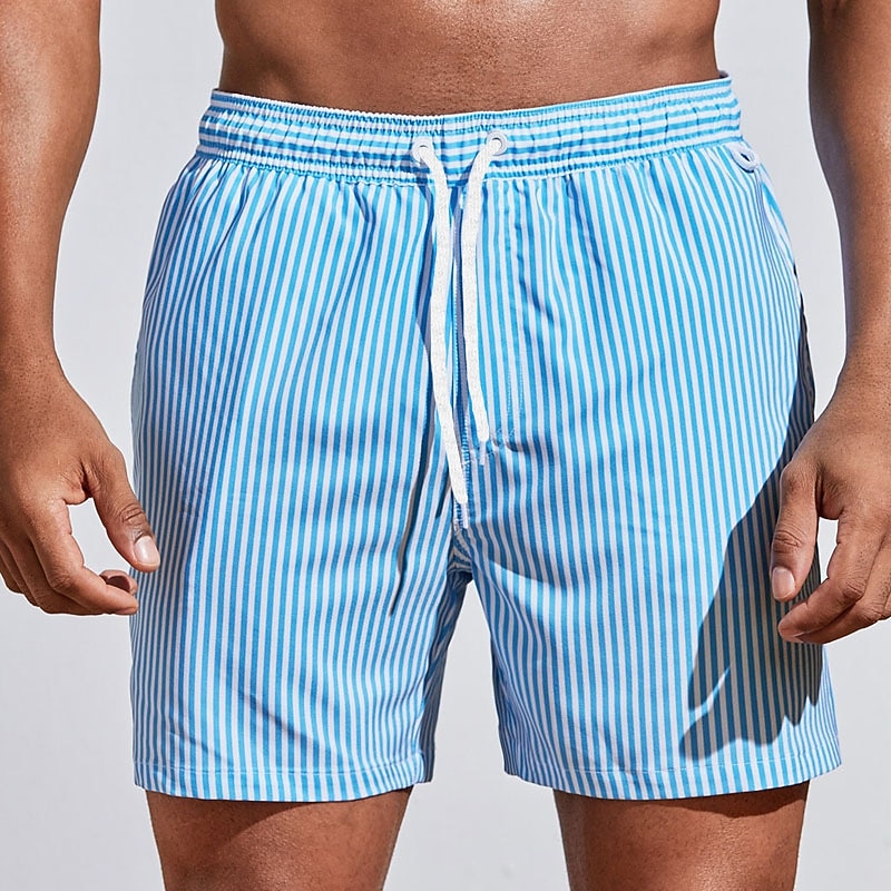 Men's Board Shorts Swim Shorts Swim Trunks Summer Shorts Beach Shorts Drawstring with Mesh lining Elastic Waist Graphic Stripe Breathable Soft Short Casual Daily Holiday Streetwear Hawaiian Light2
