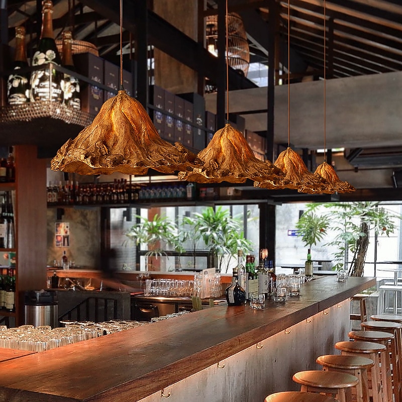 LED Pendant Light Resin Art Hanging Lamp 21cm Simple Cafe Restaurant Bar Pendant Light E26/27 Light Source Metal Iron Ceiling Light 1 PCS 110-240V2