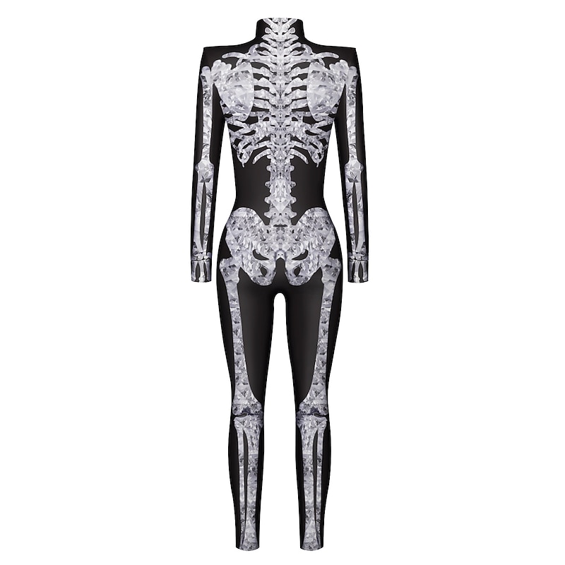 Skeleton Skull Halloween Cosplay Costume Skin Suit Bodysuit One Piece Kid's Adults' Women's Carnival Masquerade Mardi Gras Performance Party Easy Halloween Costumes Dress Up4