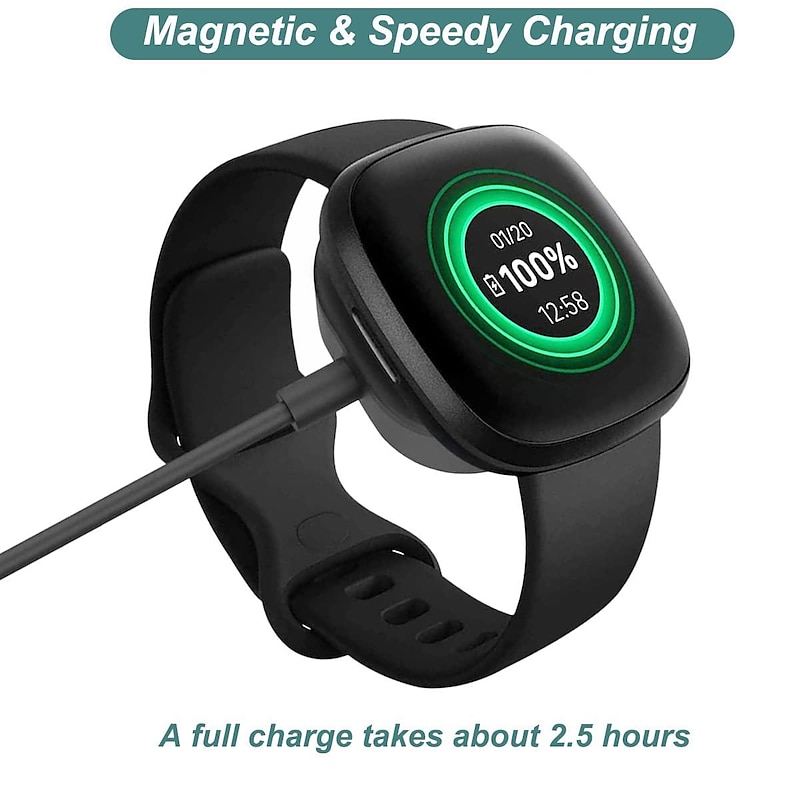 Charger for Fitbit Sense/Sense 2/Versa 3/Versa 4, Replacement Charging Cable Cord Magnetic Dock Stand for Fitbit Sense 1/2, Versa 3/4 Smartwatch3