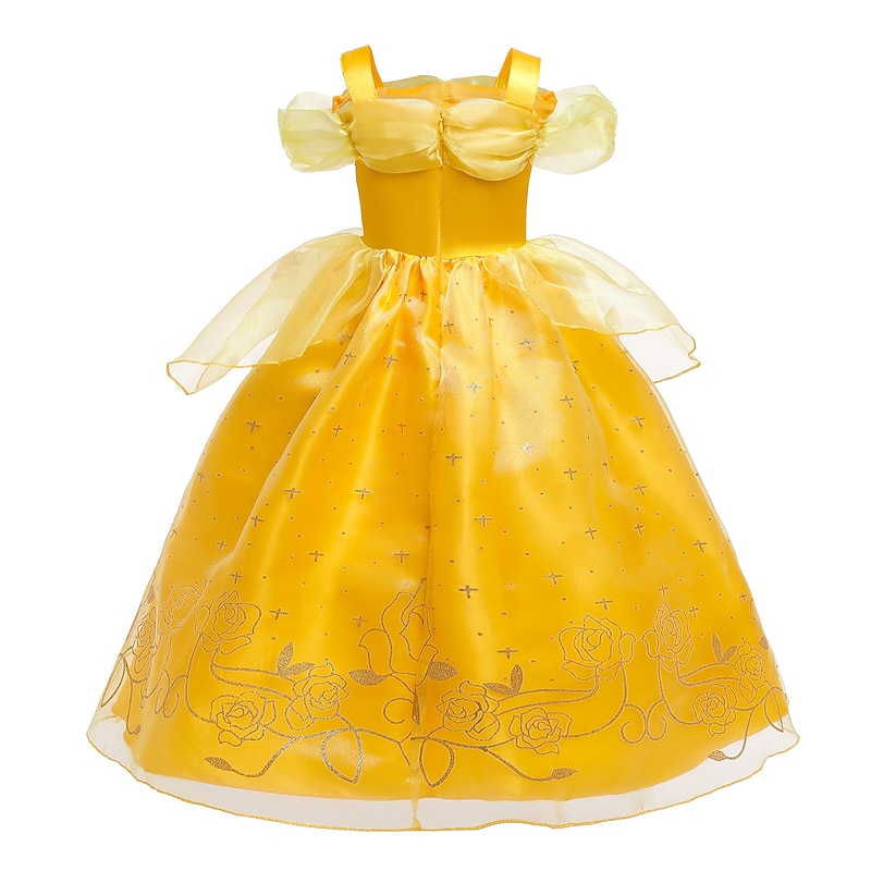 Sleeping Beauty Beauty and the Beast Princess Belle Dress Cloak Flower Girl Dress Cosplay Costume Party Movie Cosplay for Girls' Kid's Children's Day Masquerade Wedding Wedding Guest3
