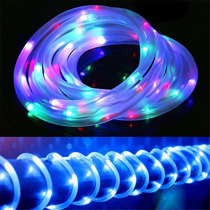 2/1PCS Rope Strip Light Solar LED Waterproof Tube Fairy Light Strings Outdoor Garden Christmas Lawn Tree Yard Fence Pathway Decor4