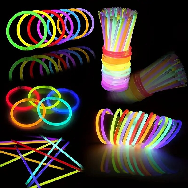 100pcs Glow Sticks Party Supplies - 8 Inch Glow In The Dark Light Up Sticks Party Favors Glow Party Decorations Neon Party Glow Necklaces And Glow Bracelets With Connectors halloween2