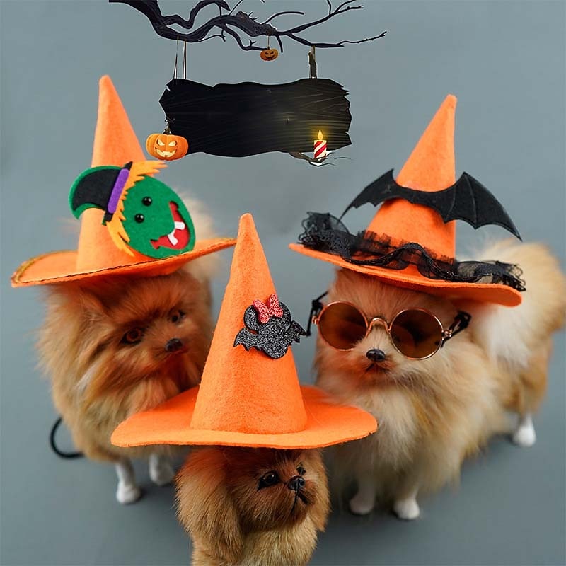 Dog Cat Bandanas & Hats Halloween Outfit Fashion Funny Winter Breathable Soft Washable Comfortable Outdoor Halloween Casual Daily Dog Clothing for Bichon Frise Pomeranian Baby Pet Papillon Small