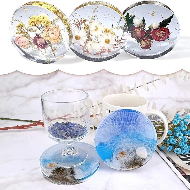 Resin Coaster Molds 6-Cavity Thick Round Coaster Silicone Molds For Resin Casting, Large Coaster Molds For Epoxy Resin DIY Custom Coasters Resin Art Gifts Home Decoration2