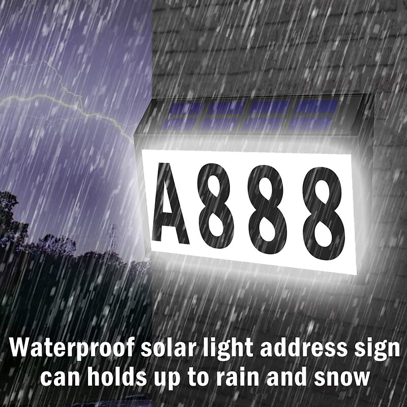 Solar House Numbers Light Lighted House Numbers Sign Plaque Address Numbers for Houses Waterproof LED Solar Powered Address Sign for Houses Mailbox Street Yard3