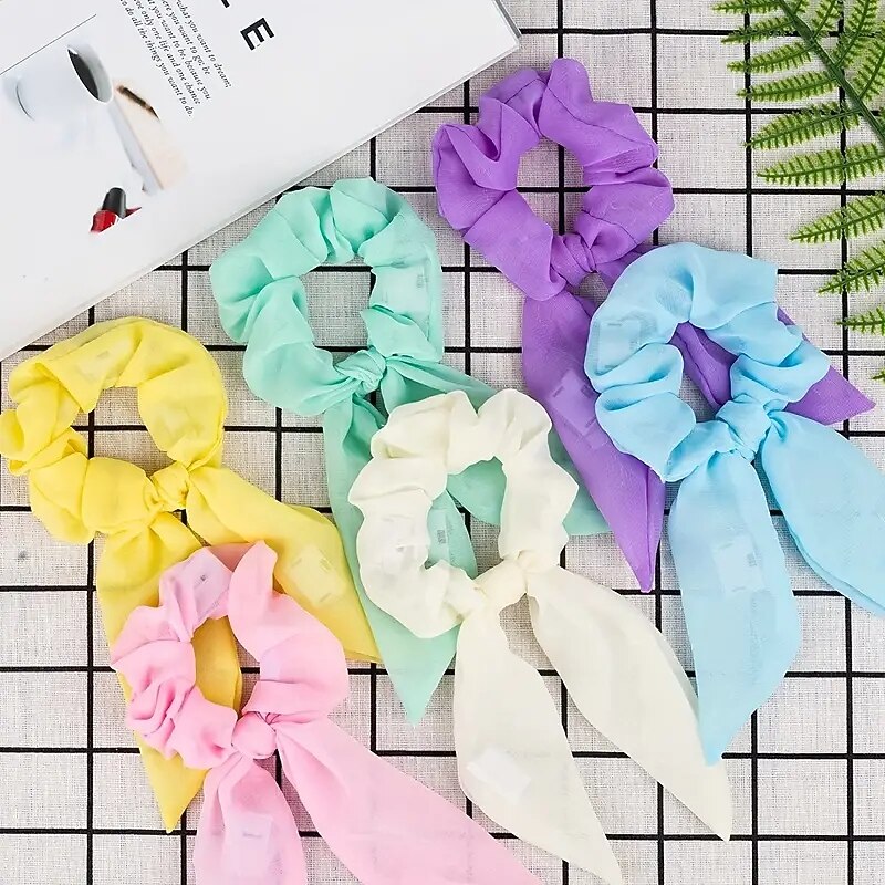 9PCS Light Up Your Look with this Glittery Neon Bowknot Hair Tie!2