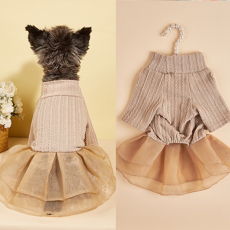 Dog Cat Dress Cute Casual Winter Waterproof Warm Breathable Soft Washable Casual Daily Dog Clothing for Bichon Frise Pomeranian Baby Pet Papillon Small