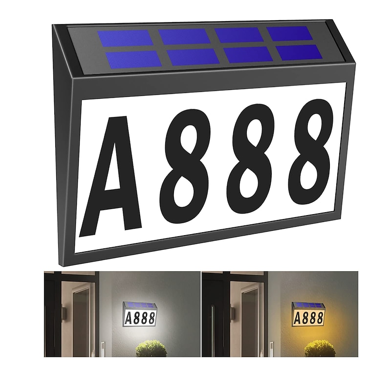 Solar House Numbers Light Lighted House Numbers Sign Plaque Address Numbers for Houses Waterproof LED Solar Powered Address Sign for Houses Mailbox Street Yard